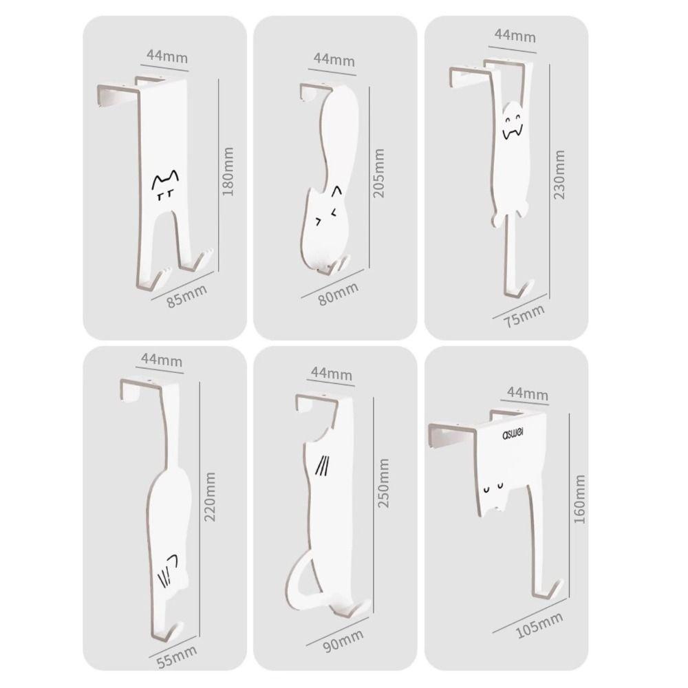 Iron Hanging Coat Storage Hanger Silver Door Back Hook Creative Cat Storage Hook