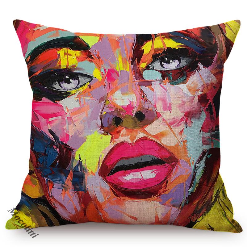 Celebrity Portrait Abstract Oil Painting Design Decoration Cushion Cover Funky Art Luxury Home Decor Sofa Throw Pillow Case