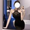 Pure desire sexy royal sister tight hip skirt women's summer new unique mesh splicing Spice Girl chic neck suspender skirt