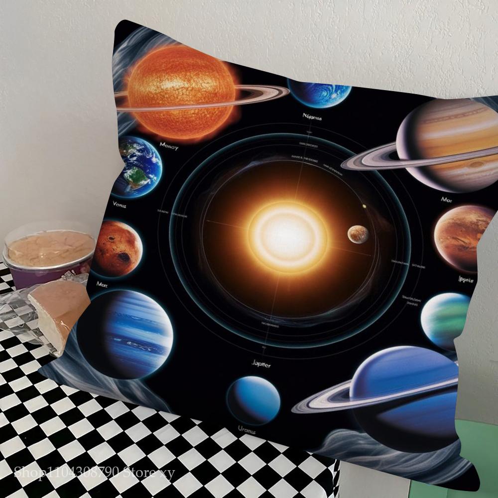 1pc Planets The Solar System Mars Saturn Moon Pillow Case Square Bedroom Sofa Leisure Comfort Cushion Car Living Home Decoration