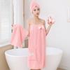 Large Women's Double Tone Strapless Shower Dress Set, Cute Knitted Pineapple Plaid New Item, Wearable Bath Towel