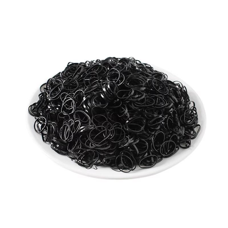 Children's Small Black Hair Ties - Damage-Free, Elastic Rubber Bands for Girls and Babies