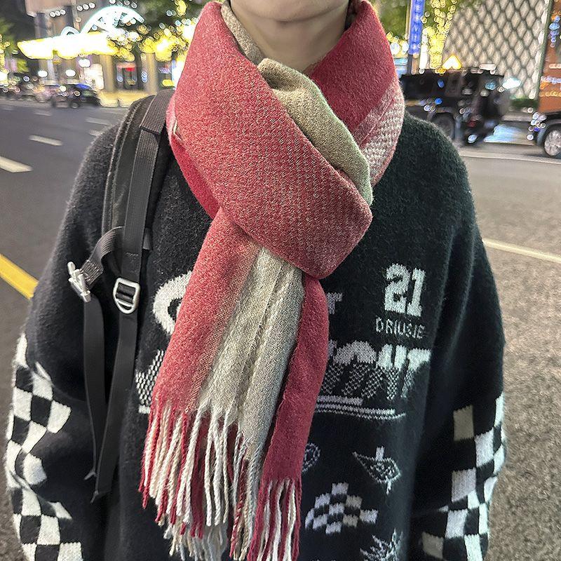 Preppy Style Couple Plaid Scarf Men & Women Neck Warmer Winter Warm Student Gift Dopamine Scarf