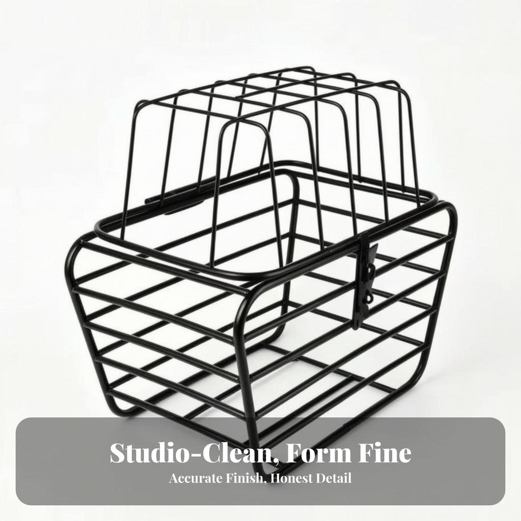 Bike Basket with Wire Cage Shockproof for Shopping Trips, Commuters