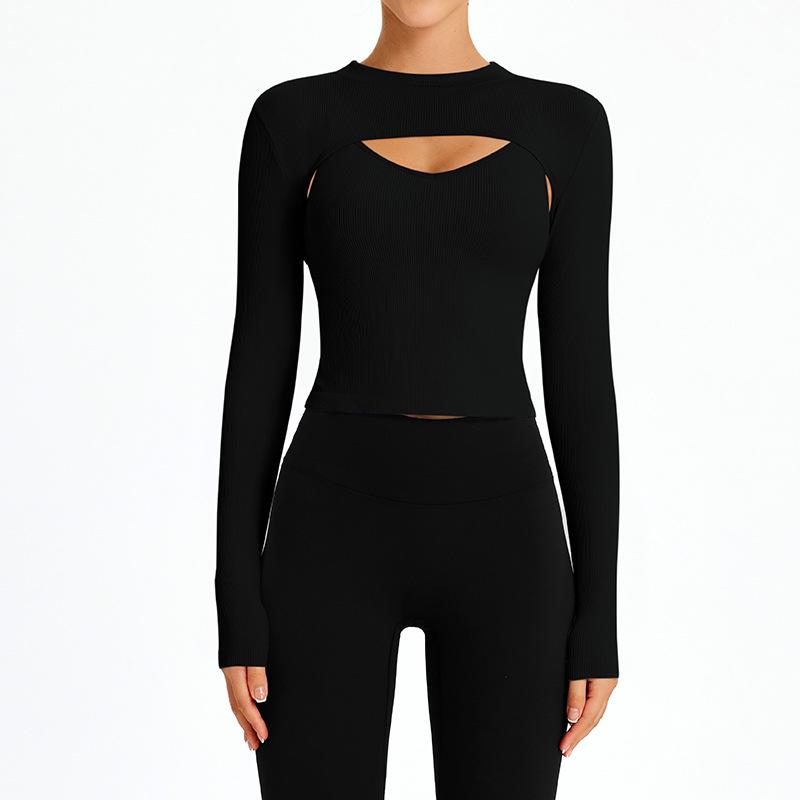 

Женский фитнес-топ с длинным рукавом и спортивный костюм для йоги - набор из 2 предметов Large