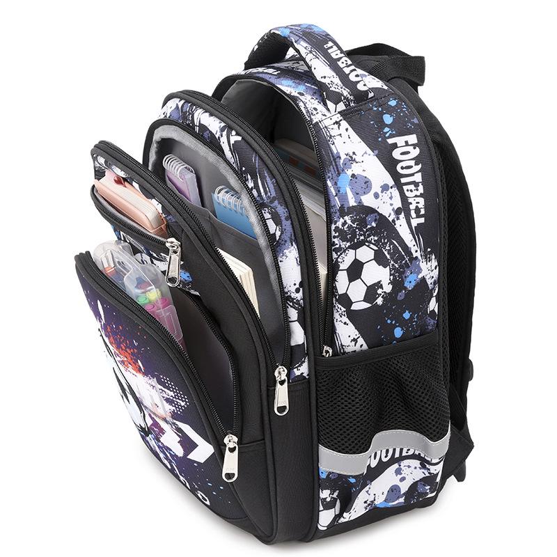 Camouflage Football Kids' Backpack: Large Capacity, Spine Protection, Multi-Compartment for Grades 1-3