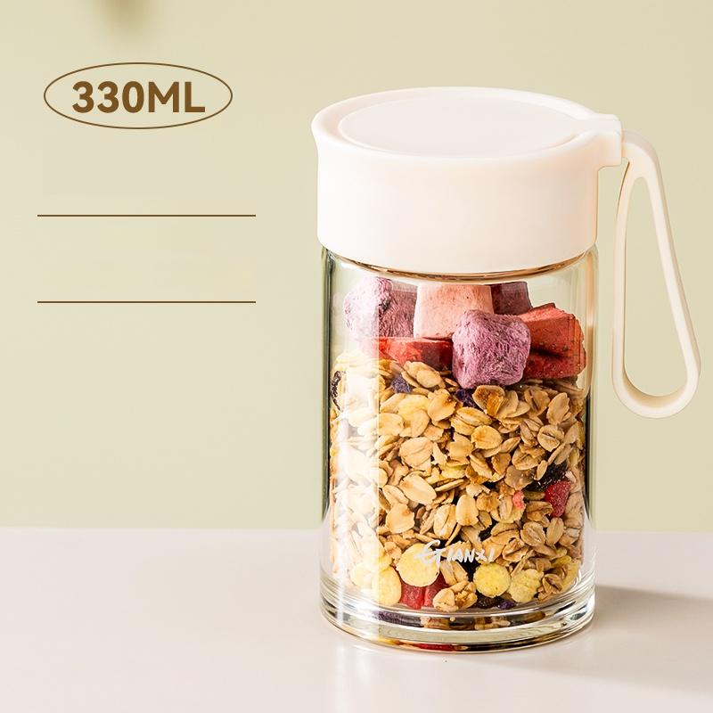 

GIANXI Student Cup High Borosilicate Milk Cup Coffee Cup High Appearance Level Fat Cup Oatmeal Breakfast Cup Graduated Glass