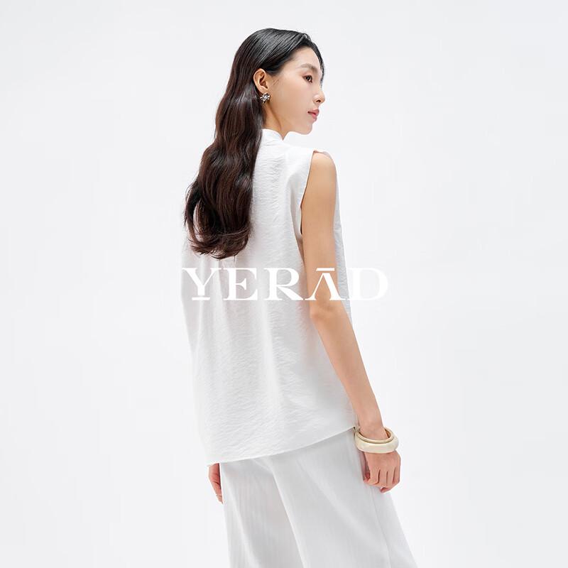 YERAD Artistic Drape Neck Pleated Sleeveless Blouse
