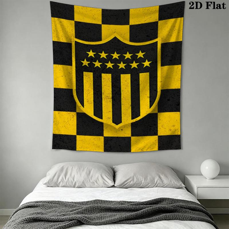 Penarol Fußballverein Wandteppich Ästhetisches Wandbehang Gedruckter Stoffdecke Dekorative Wandteppiche für Schlafzimmer Wohnzimmer Heimdekoration