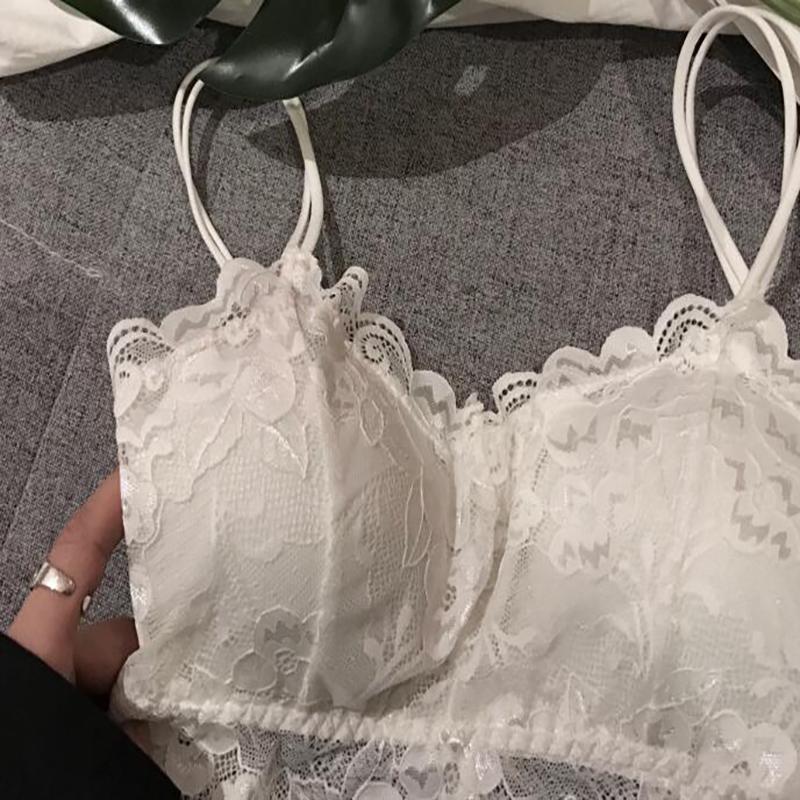 2Pcs Sexy Bra Women's Lace Bralette Floral Lingerie Underwear Wireless Padded Brassiere Seamless Ultra Strap Wire Free Bras Vest