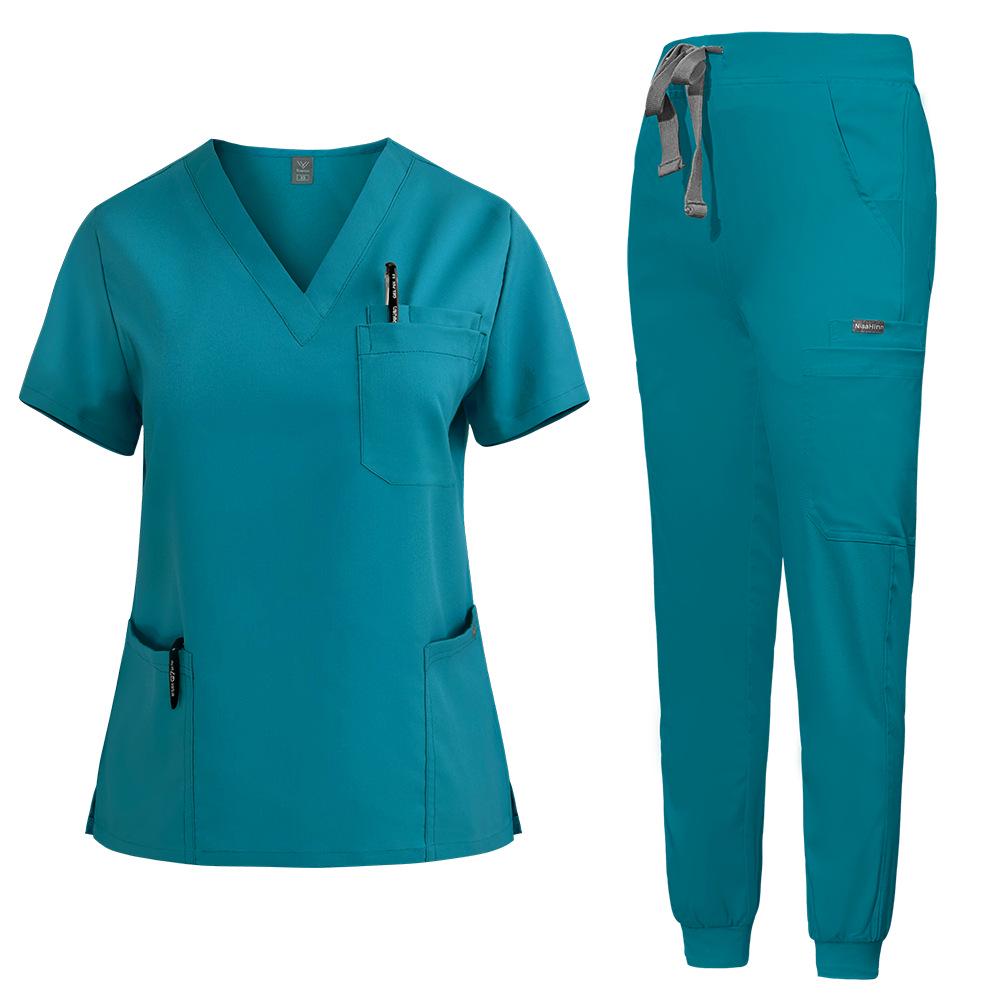 Unisex Short Sleeve Quick-Drying Scrub Suit for ICU Nurses - New Color, Elastic, Summer Wear.