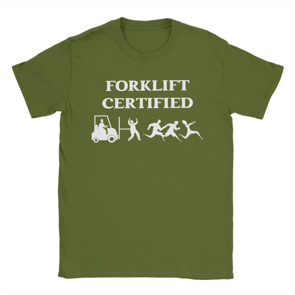 Printed Forklift Certified Funny Forklift Driver Operator T Shirt for Unisex Women 100 Cotton Tshirts Short Sleeve Clothing