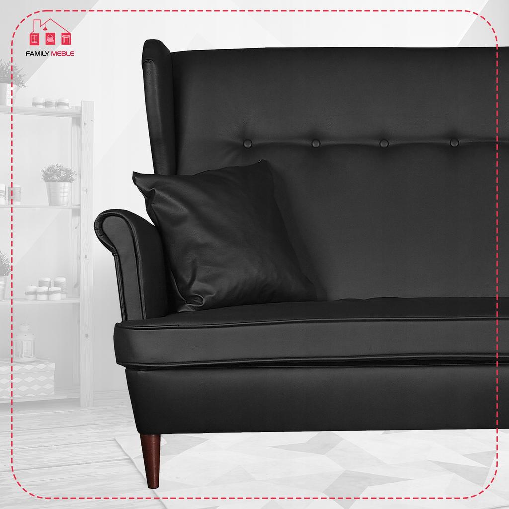 Sofa Wing Sofa Eco Leather Scandinavian Non-folding Family Meble Black