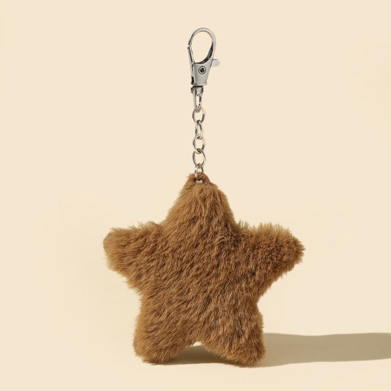 Cute Plush Five-pointed Star Charm Keychain Soft Stuffed Ornament Keyring Lovely Pendants for Purse Bag Backpack Handbag