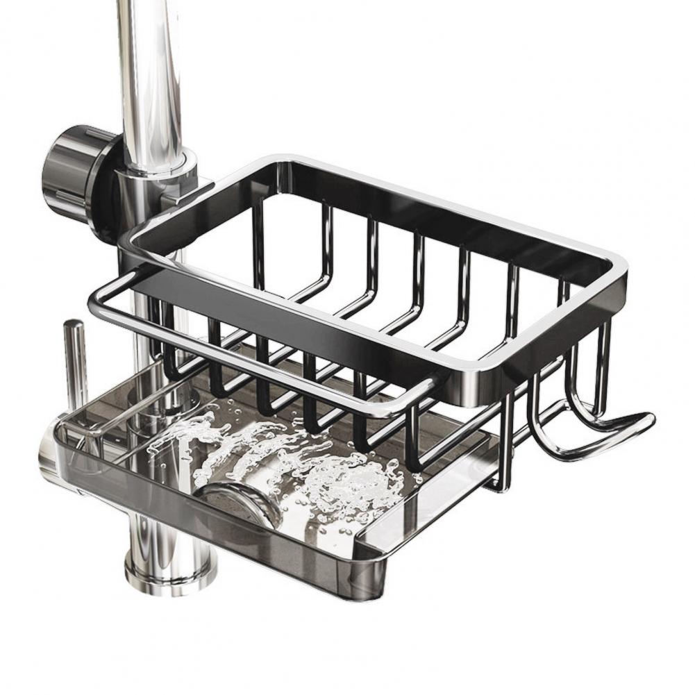 

Органайзер для крана для раковины, держатель для губки для посуды, над краном, быстросохнущий дизайн, многофункциональный держатель для хранения для кухни, ванной комнаты серый