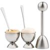Creative Egg Opener Egg Shell Opener With Egg Tray Set and Spoons Stainless Steel Opening Egg Breakfast Tool Kitchen Accessories