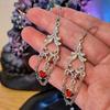 Charm Goth Sliver Color Tassel Chain Red Black Heart-shaped Crystal Pendant Dangle Earrings for Women Halloween Vampire Jewelry