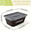 10 STK / 1000ml Matlagningsbeholdere, Gjenbrukbare Matbeholdere med LOKK for Matlaging, Engangs Matbokser