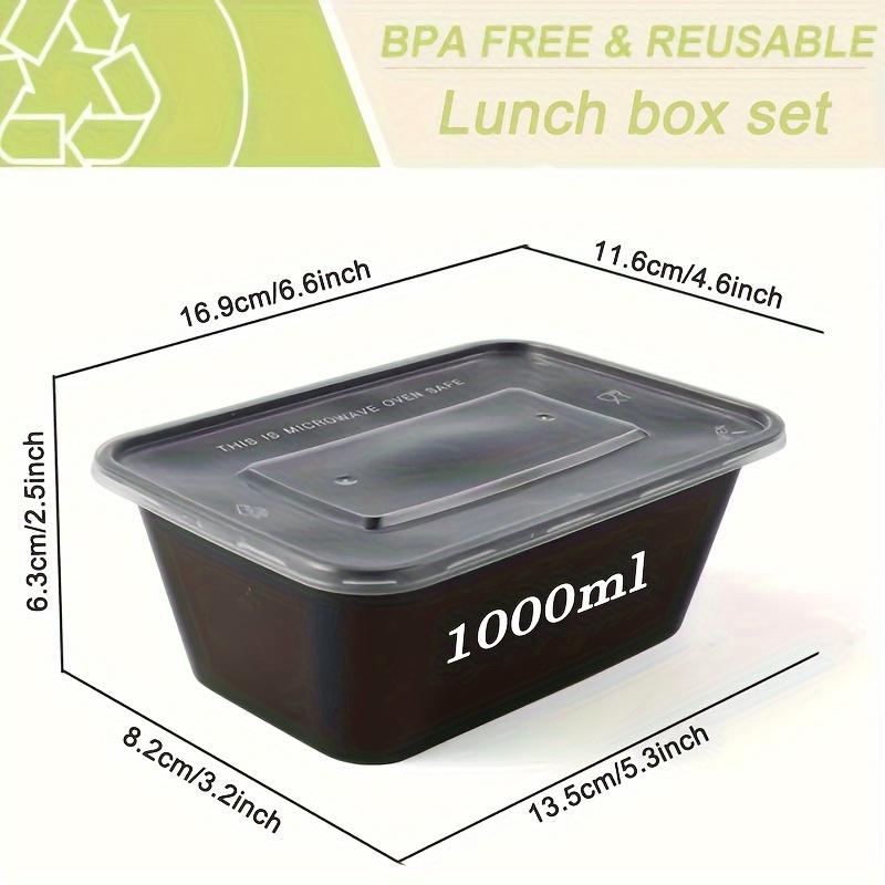 10 STK / 1000ml Matlagningsbeholdere, Gjenbrukbare Matbeholdere med LOKK for Matlaging, Engangs Matbokser