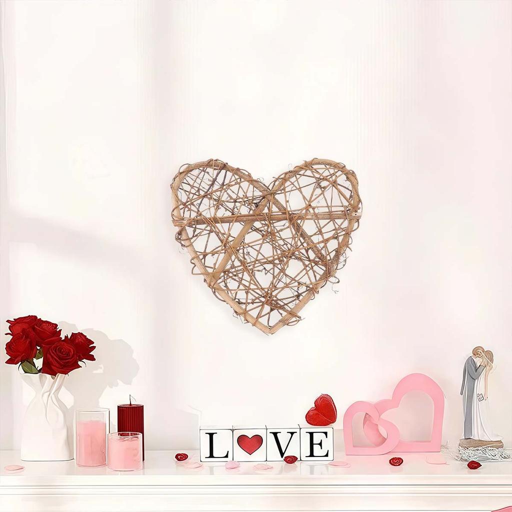11,8 Zoll DIY Weinrebenkranz Rattan Valentinstag Herz-Kranz Zweig-Girlande Rattan Wandbehang Dekor Takraw Basteln Muttertag Outdoor-Dekoration