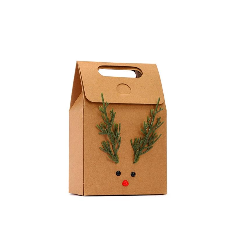 

Christmas Gift Kraft Paper Bag, Brown, 20.00x14.00x8.00 cm, Transparent Window, Kraft Paper, 1pcs, Cartoon Handbag, Snack