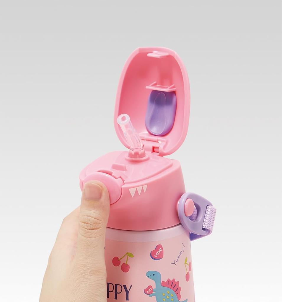 Skater 370ml Edelstahl-Wasserflasche mit Strohhalm, Doppelschichtige Vakuumisolierung, Fröhliches & Lächeln-Design (SSH4D-A)