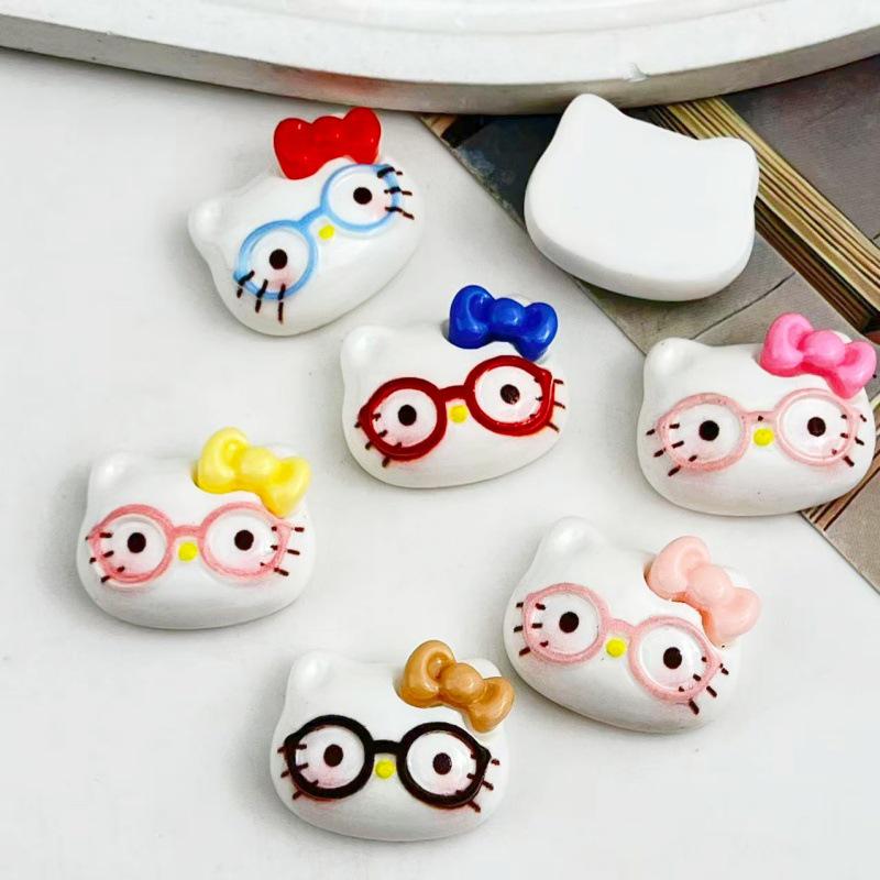 Cartoon Cat Resin Accessories: Glasses, Hair Clips, Bracelets, Keychains & Ornaments