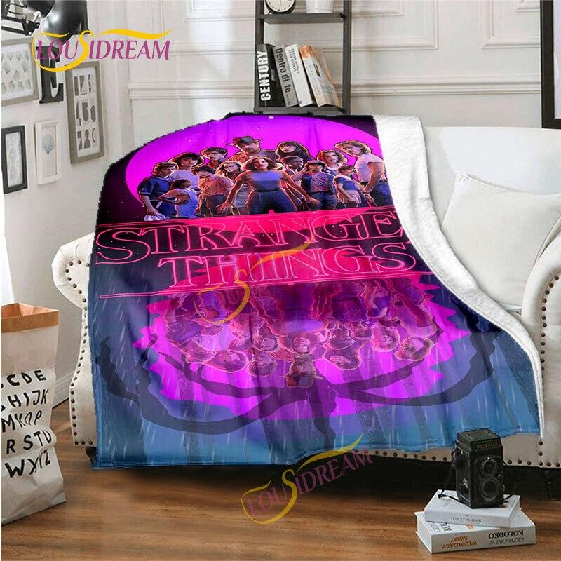 Stranger Things Flannel Blanket  Warm Comfort  Blanket Home Office Noon Break Blanket Travel Bed Sofa Washable Blanket.