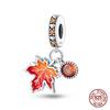 Original Kupfer Herbst-Ahornblatt Kiefernzapfen Perlenkürbis Auto Anhänger Passend für Armband DIY Schmuckherstellung Geschenk für Frauen