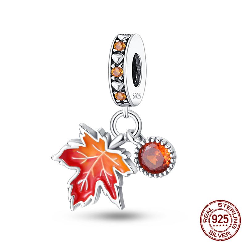 Original Kupfer Herbst-Ahornblatt Kiefernzapfen Perlenkürbis Auto Anhänger Passend für Armband DIY Schmuckherstellung Geschenk für Frauen
