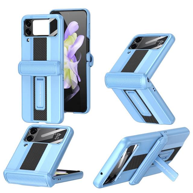 

Магнитный суперкар для Samsung Galaxy Z Flip 4, чехол, держатель для брони, шарнирный кронштейн, подставка, защитная крышка Case & Holder светло-синий