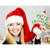 Red Santa Hat with Extended Drooping Shape, Smooth Short-Pile Fabric and White Trim for Holiday Gatherings and Costumes