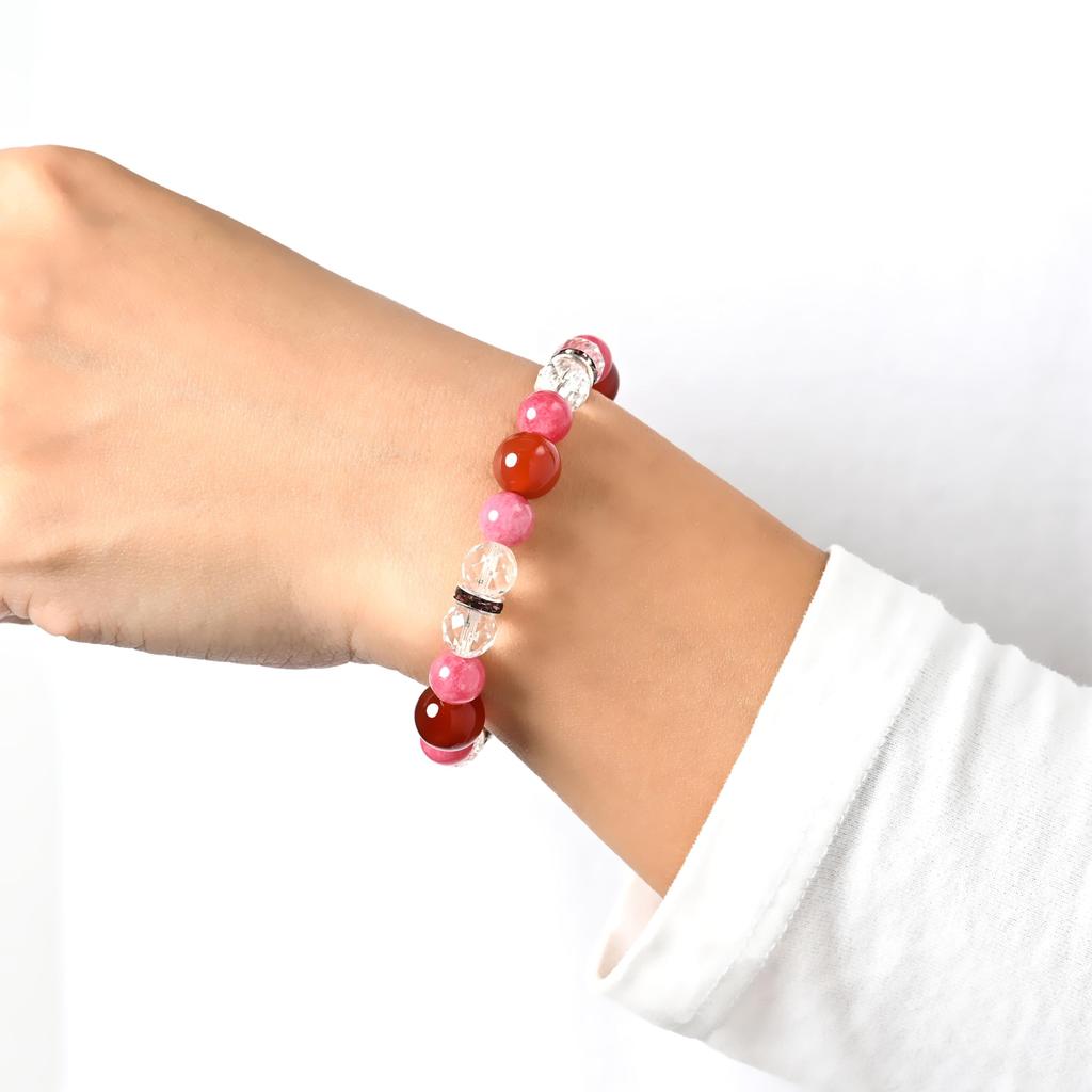 Love Fulfillment and Good Luck Bracelet Inca and Quartz Natural Stone Bracelet Good Luck with Business and Luck Improvement Heart Chakra Doubles