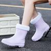 Japanese Fashion Rain Shoes Women's Solid Color Simple Medium Tube Rain Boots Waterproof and Non-slip Outer Wear Kitchen Work Water Shoes