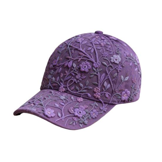 Baseball Hat Embroidery Flower Pattern 3D Printing Retro Sun Protection Summer Cap Hiking Outings Traveling