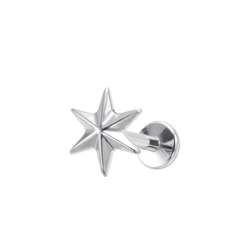 Six Pointed Star Anodized Plated ASTM F136 Titanium Labret Top Lip Ring Body Piercing Jewelry Helix Earrings