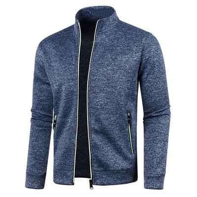 Autumn and Winter Men's Long Zipper Knit Sweater Sleeves Thin Velvet Trendy Tops Sweater Jackets Plus Size Men