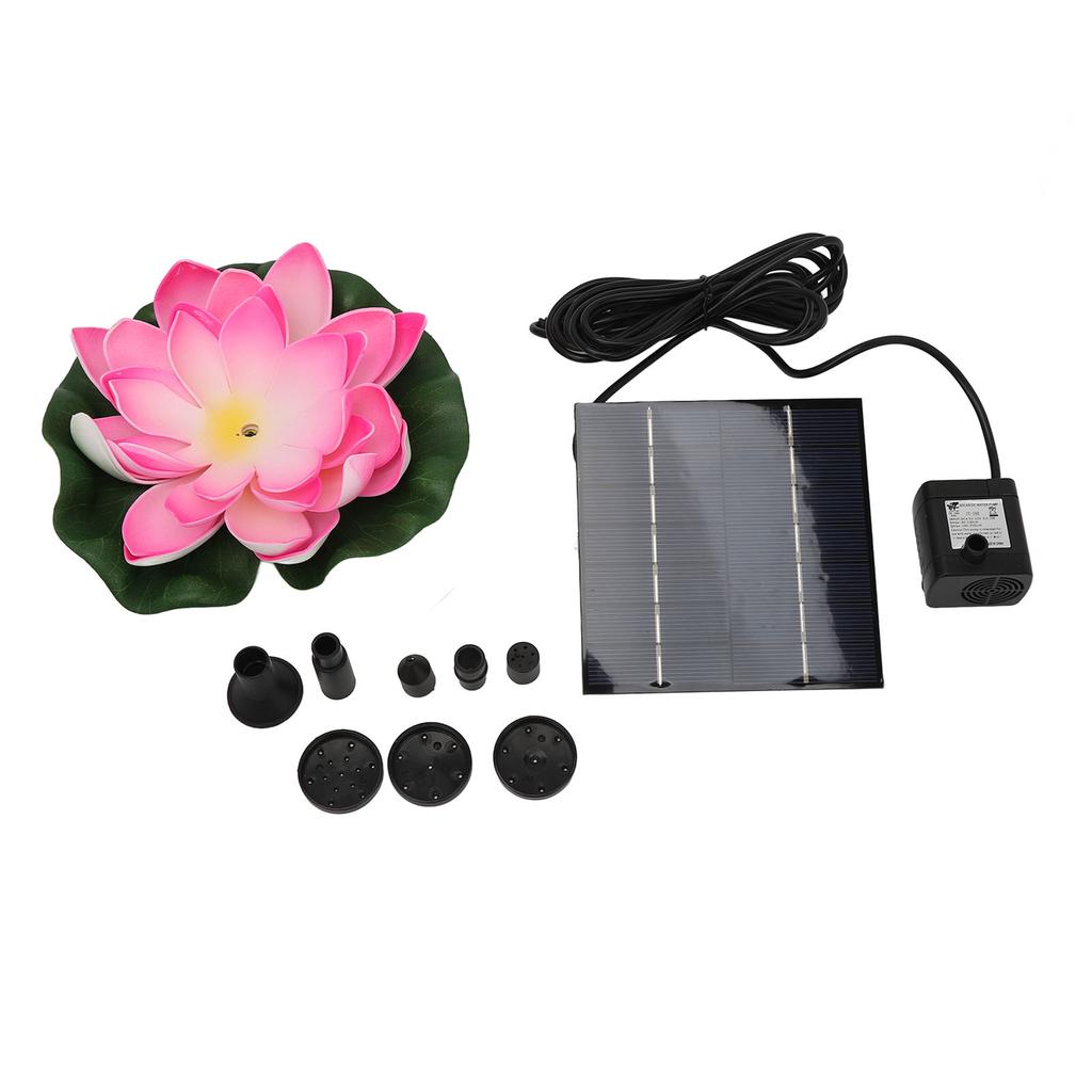 Lotus Flower Solar Water Pump Landscaping Floating Solar Bird Bath Fountain for Fish Pond Garden Patio Aquarium 1.4W