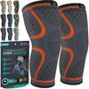 MODVEL Knee Compression Sleeves Tennis Support, 2-Pack (Unisex) Running, Sports, Hiking, Basketball,