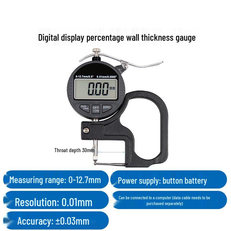 HEMUELE Digital Micrometer Caliper for Measuring Film, Paper, Leather, and Tubes