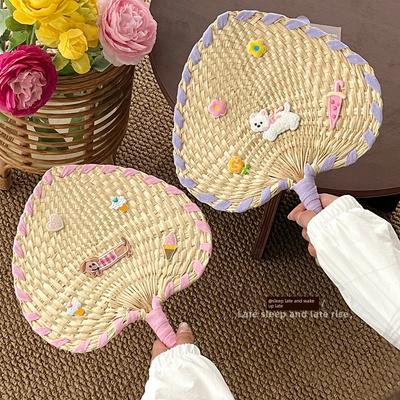 Hand-Woven Small Fan for Women, Durable for Summer, 2026 New Model, Hand-Cranked Fan, Old-Fashioned Banana Leaf Fan, Cute and Portable Palm Leaf Fan