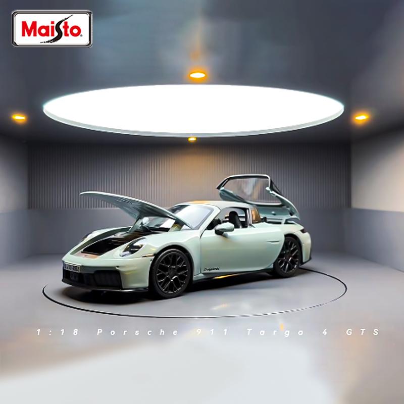 In Stock Maisto 1:18 Porsche 911 Targa 4 Gts (992.2) With Windows Alloy Miniature Diecast Fully Open Model Custom Toys Gifts