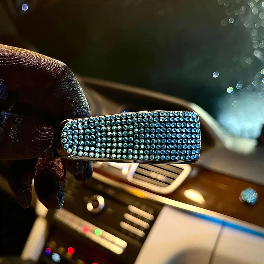 Rhinestone Car Sunshade Glasses Case Portable Sun Visor Mount Card Holder Bracket Fastener  Women