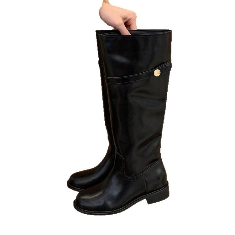 Thick heel inner height increase Merad but knee boots women's new autumn and summer thin versatile knight boots boots boots
