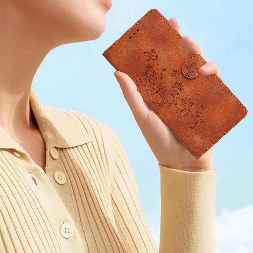 For Samsung Galaxy A15 5G Case Slim-Fit Leather Imprinted Flower Phone Cover with Stand and Wallet