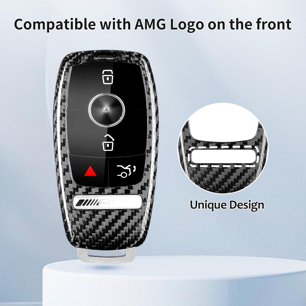 T-carbon Real Glass Carbon Fiber Key Fob Cover for Mercedes Benz Key Fob Protector