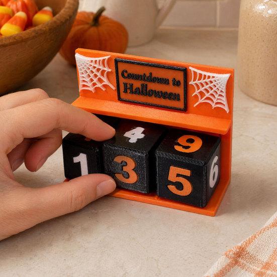 Halloween Entryway Decor Countdown Calendar Block, 3D Printed Advent Calendar, Spooky Daily Count Down To Table for Mantel, Tiered Tray Centerpiece