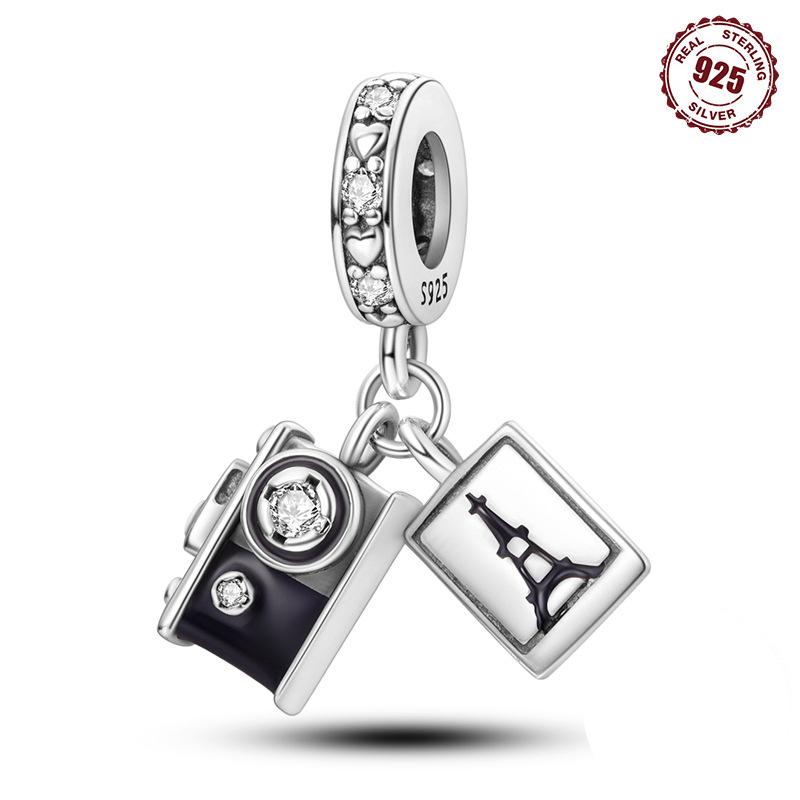 S9 Sterling Silver, Travel Style Camera & Photo Charm Diy Bracelet Necklace Bead Accessories
