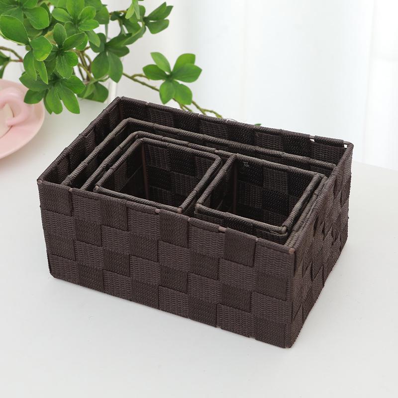 

Японская плетеная настольная корзина: Хранение косметики, мелочей и закусок 23*15*11cm + 21*13*9cm + 19*11*8cm + 8.5*8.5*8.5cm