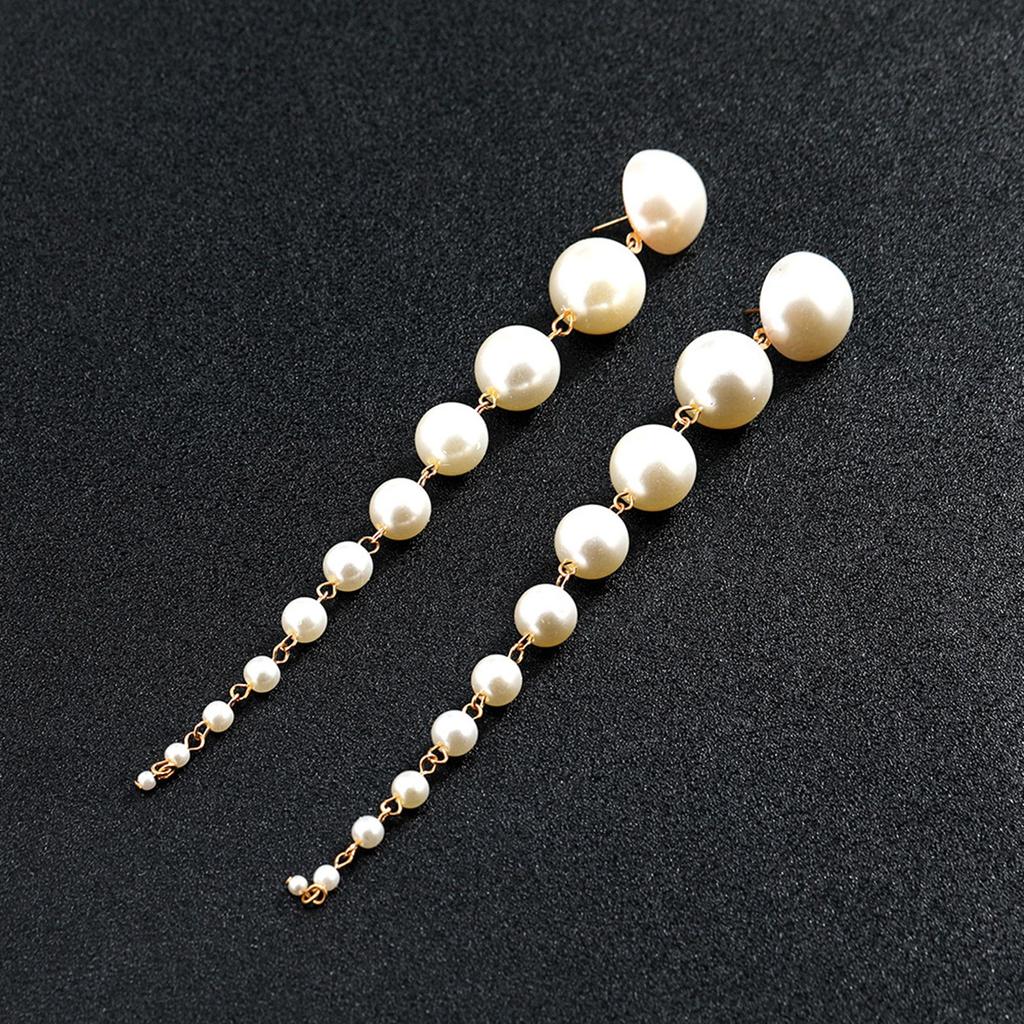 Handmade Earrings Pearls Tassels Earrings Women Long Dangle Earrings Pearls Texture Suitable for Party and Weddings